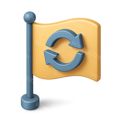 3D Circular Arrows Flag Icon with Isometric Design