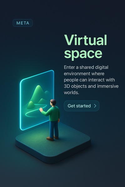Neon Foggy Scene in a Virtual Space with 3D Elements