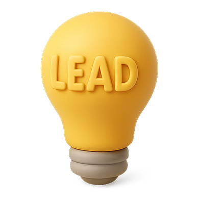 3D Yellow Light Bulb with LEAD Text for Creative Concepts