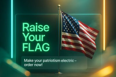 Vibrant Neon Flag Advertisement Slide Design