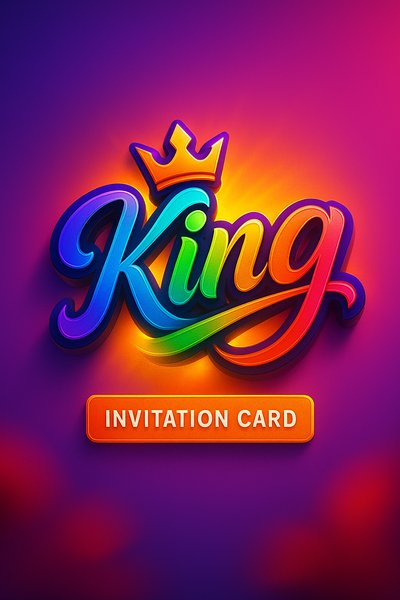 Colorful King Invitation Card Design for Celebrations
