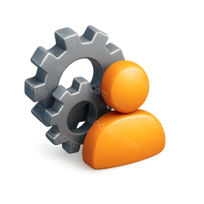 3D Human Gears Icon with Silhouette Representation