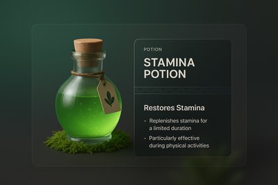 3D Stamina Potion Illustration with Integrated Design Elements