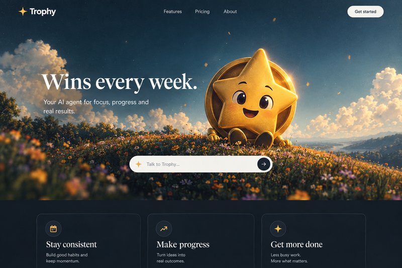 AI agent landing page design