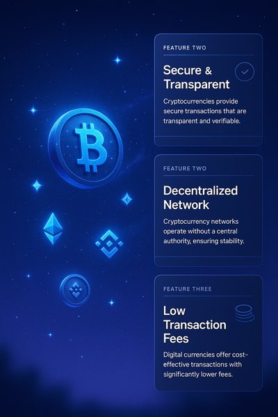 Cryptocurrency Stars in the Night Sky Illustration
