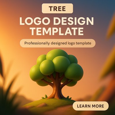 3D Logo Design Template Featuring a Tree Illustration