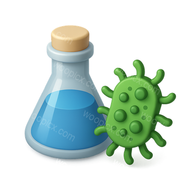 3D Germ Icon with Laboratory Flask Illustration