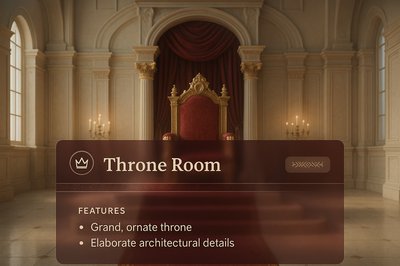Elegant 3D Throne Room Design with Architectural Details