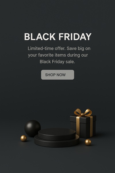 Elegant Black Friday Sale Banner in 3D Illustration