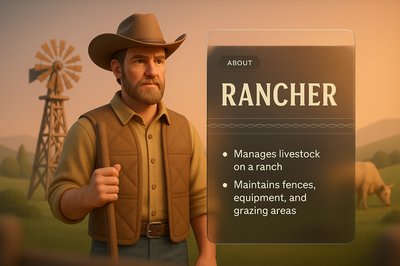 Integrated Design Blocks Featuring a Rancher in 3D Illustration