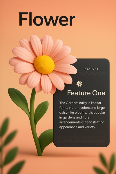 3D Flower Illustration with Feature Display