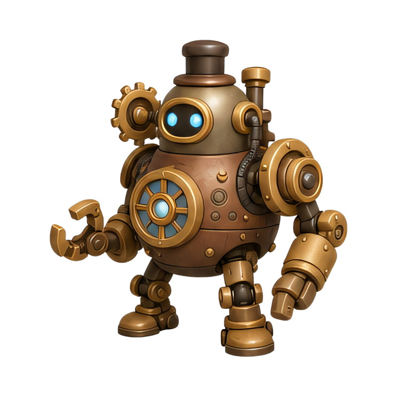 steampunk robot with gears