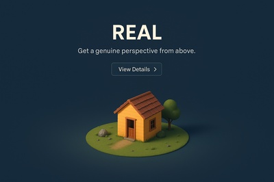 Realistic 3D Scene from Above with Simple House and Text Elements