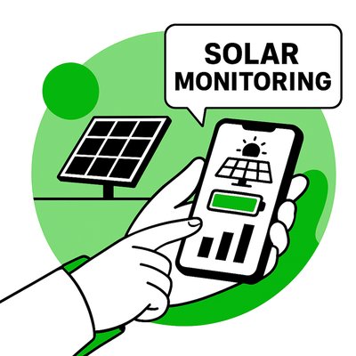 Illustration of Solar Monitoring Concept with Mobile Device
