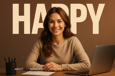 Bold Office Portrait of a Happy Woman with Minimalist Design