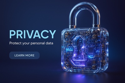 Hyperrealistic 3D Scene of a Transparent Lock Representing Privacy