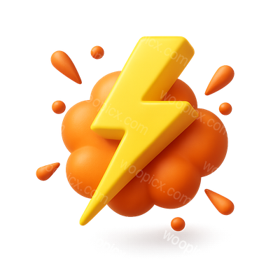 Vibrant 3D Lightning Icon with Explosive Effect
