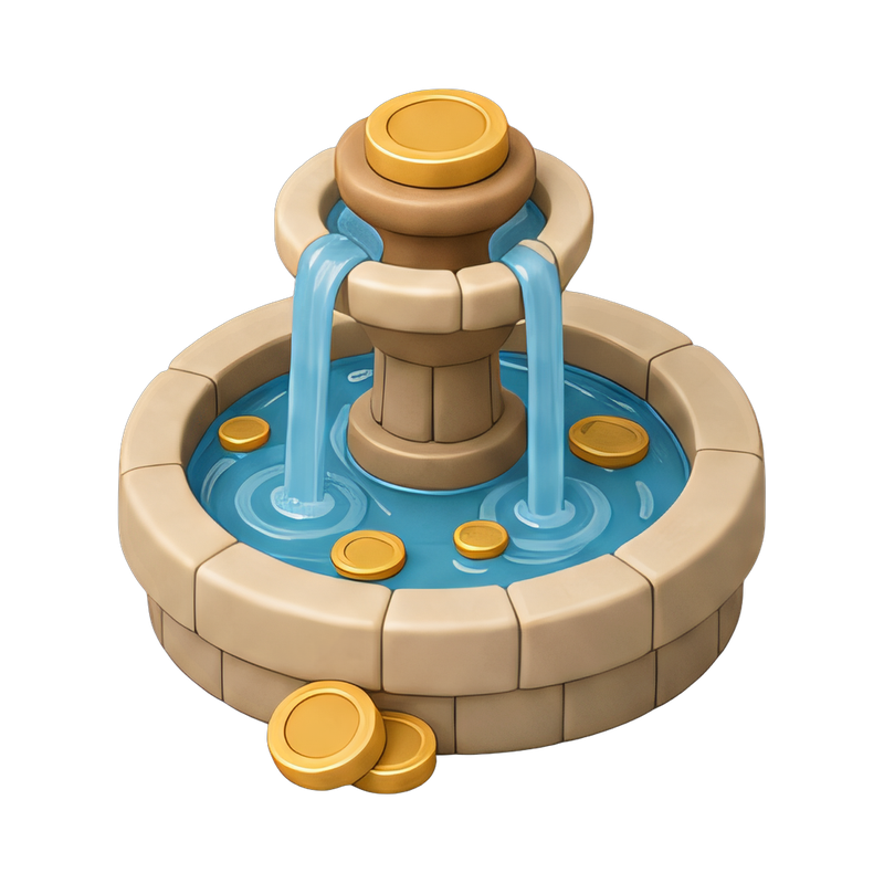 Coins in a wishing fountain