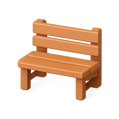 Simple Brown Plastic Bench Toy Render
