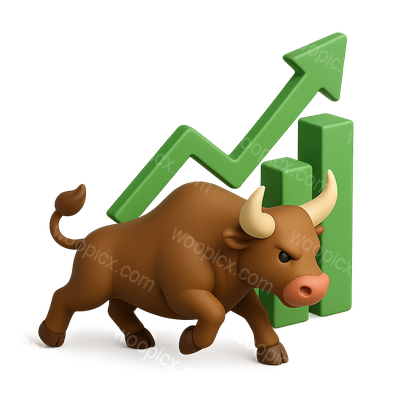 3D Bull Icon Representing Market Growth