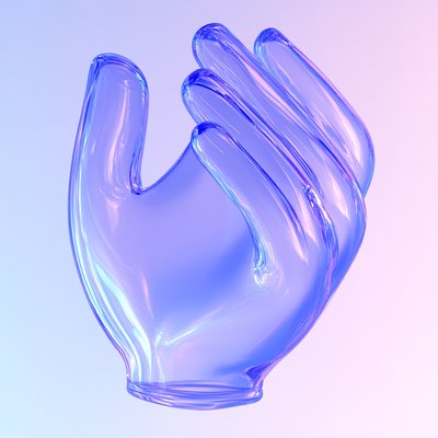 Stylized Transparent Hand Sculpture in Soft Colors