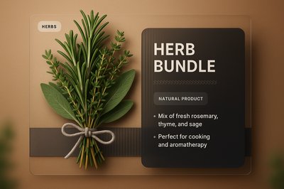 3D Herb Bundle Illustration with Stylish Design Elements