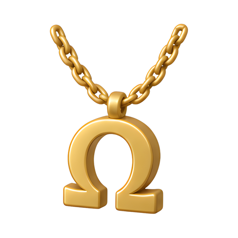 silver omega letter pendant