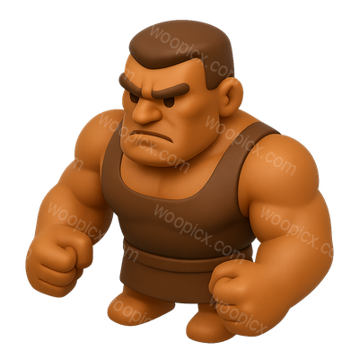 3D Brute Icon in Isometric View with Volumetric Feel