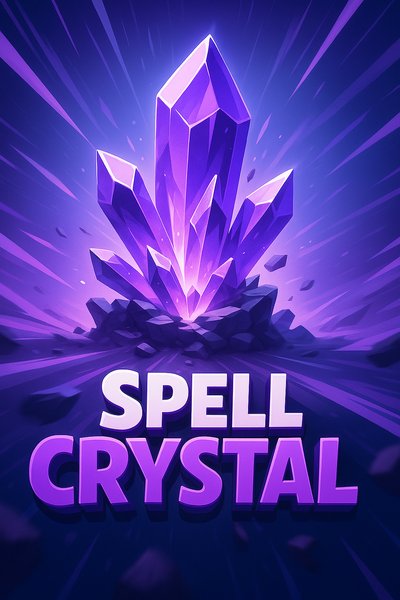 Dynamic Spell Crystal Illustration with Bold Typography