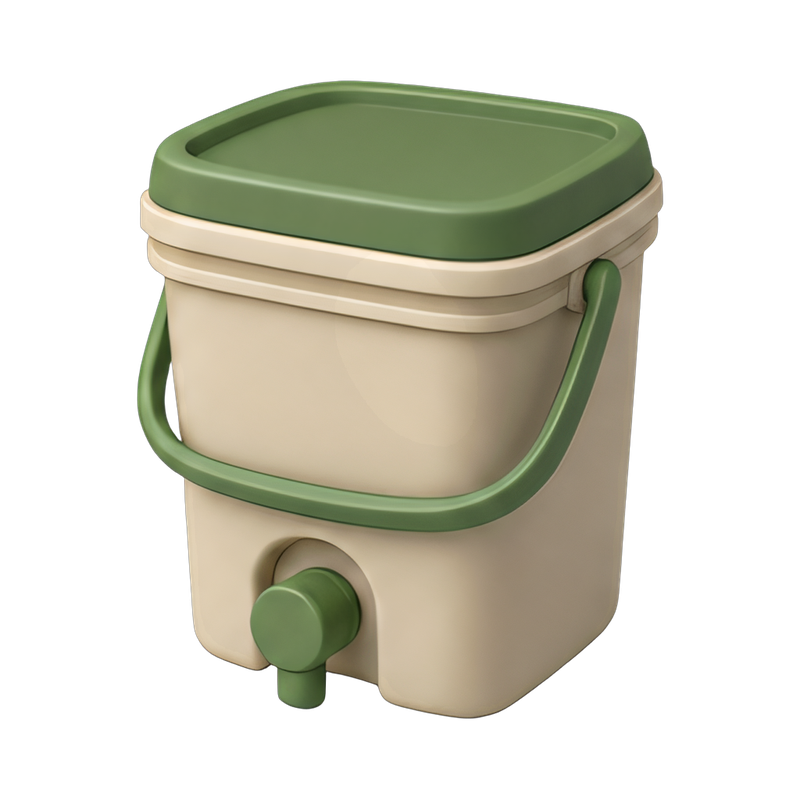 Bokashi composting bucket setup