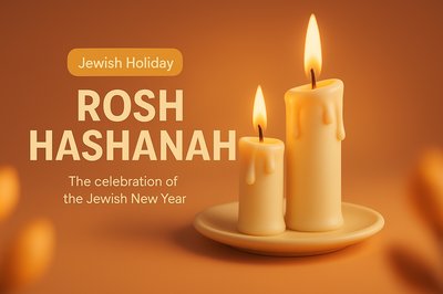 Rosh Hashanah Celebration Graphic with Candle Design