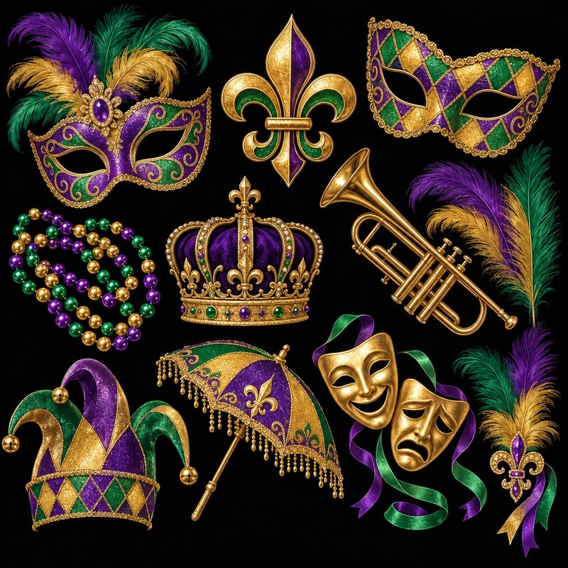 Mardi Gras design elements pack