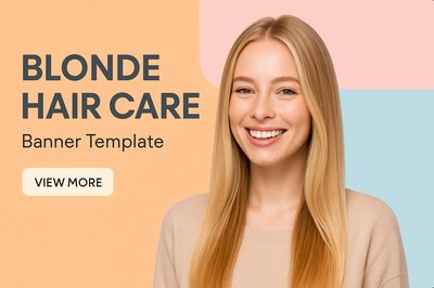 Stylish Blonde Haircare Banner Template for Salons