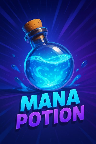 Dynamic Mana Potion Illustration with Vibrant Colors