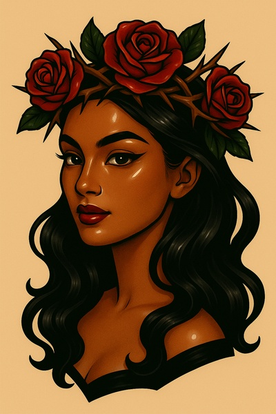 Stunning Portrait of a Woman with Thorned Rose Crown