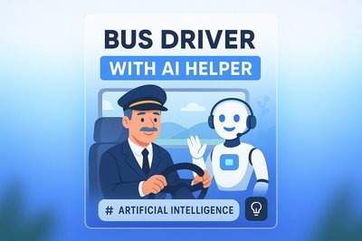 Bus Driver with AI Assistant Illustration
