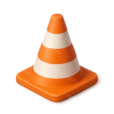 Stylish 3D Traffic Cone Icon for Road Safety Use