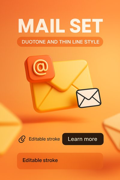 Colorful Mail Set Graphic with Editable Elements