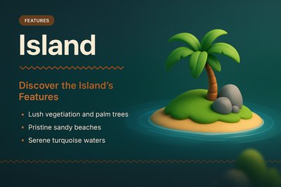 Island Landing Page Design with 3D Illustration