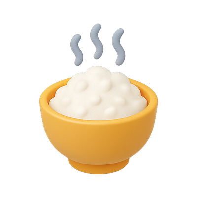 Stylized Bowl of Steaming Rice Emoji