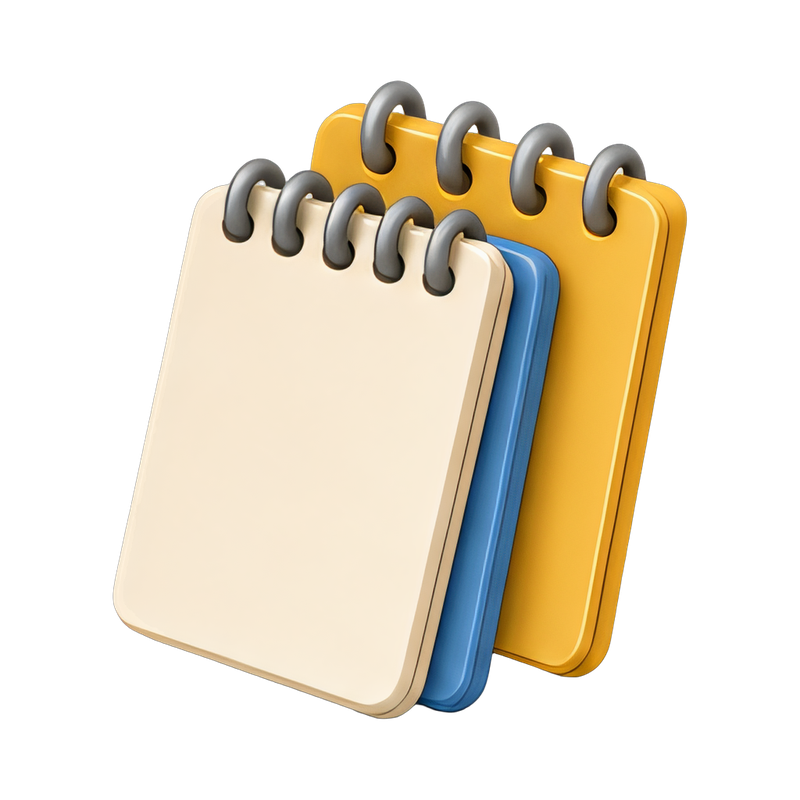 Stack of notepads on desk