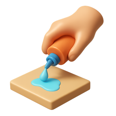 3D Icon of Hand Applying Liquid on Surface