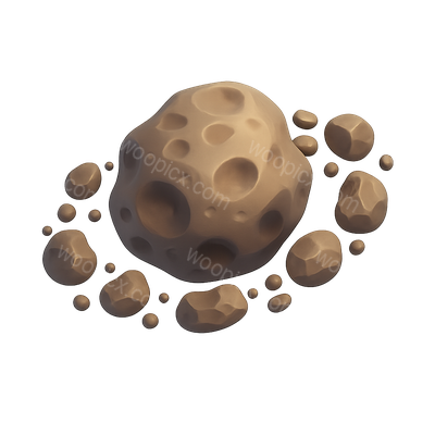 Detailed 3D Icon of an Asteroid with Surrounding Rocks