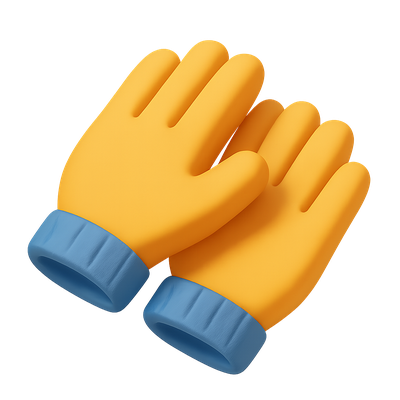 3D Isometric Icon of Vibrant Gloves in Bright Colors