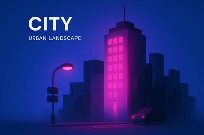 Neon Urban Cityscape with Fluorescent Glow