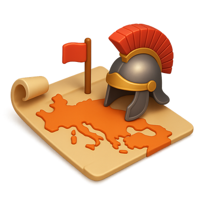 3D Icon of Roman Empire Expansion with Map and Helmet