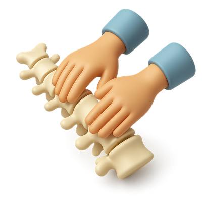 3D Icon of Chiropractic Spine Adjustment with Hands
