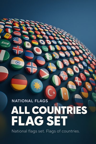 3D National Flags Set in Circular Design
