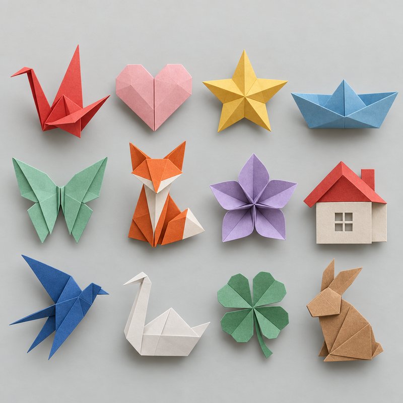 Origami paper design elements