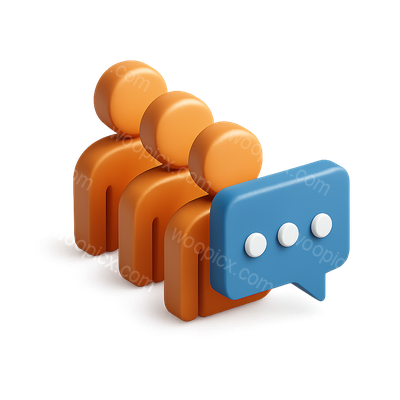 3D Queue Icon with Message Bubble Design